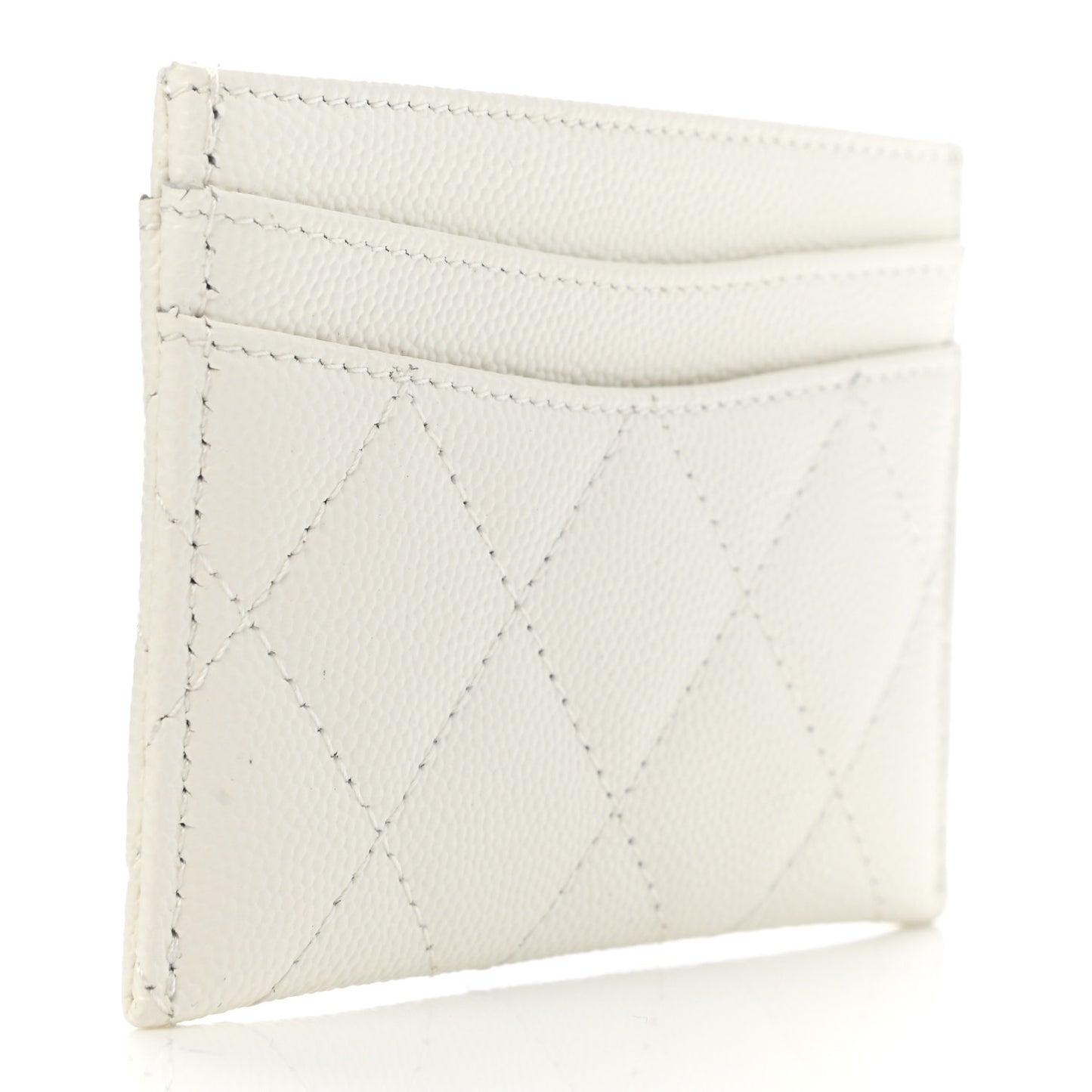 Caviar Quilted Card Holder White