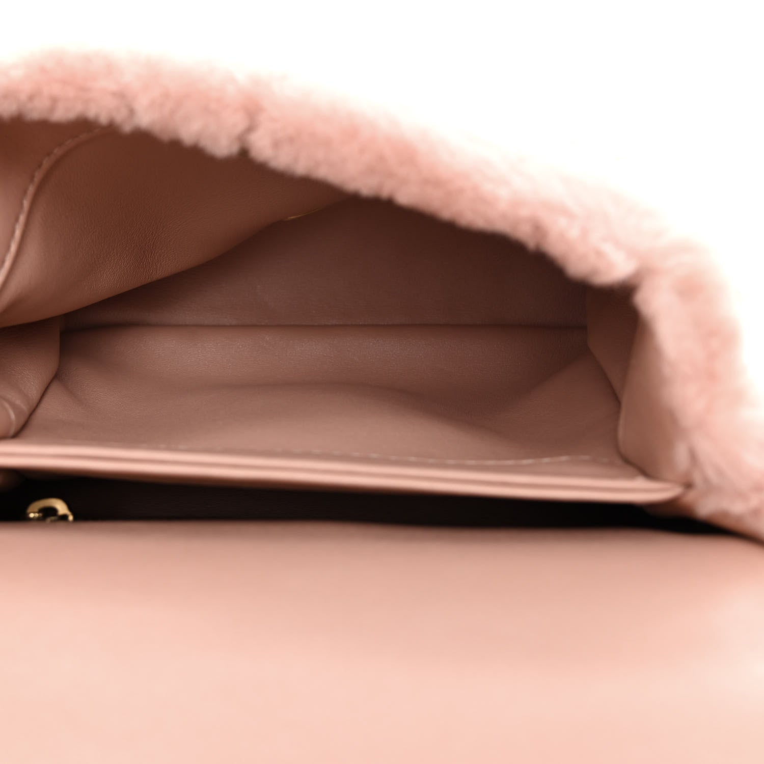 Chanel Shearling Lambskin Quilted Small Chain Top Handle Flap Pink 4 of 8