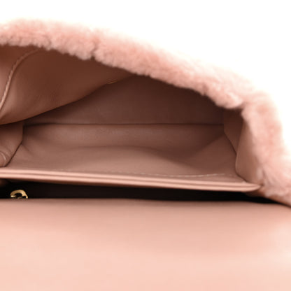 Chanel Shearling Lambskin Quilted Small Chain Top Handle Flap Pink 4 of 8