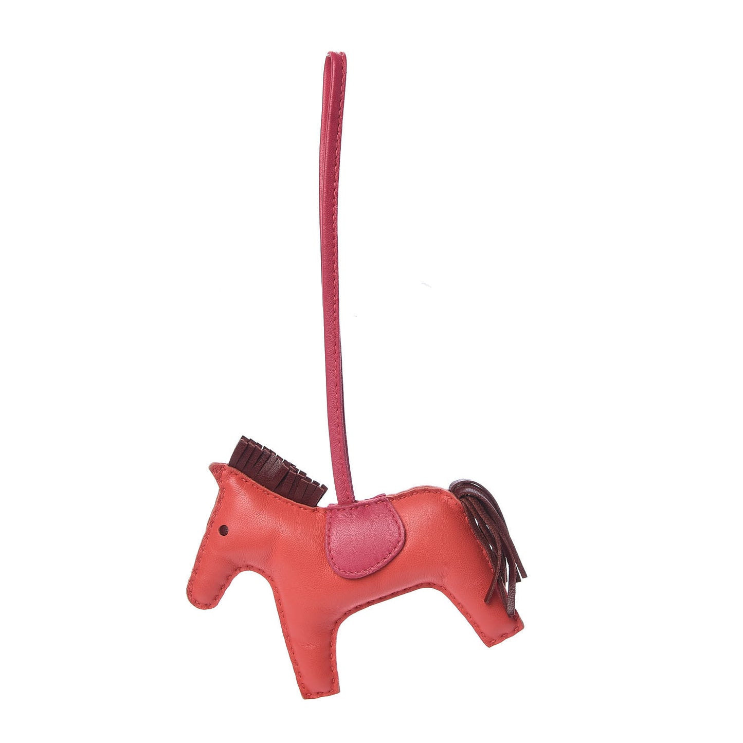 Milo Lambskin Grigri Rodeo Horse Bag Charm MM Rose Jaipur Shocking Rouge H