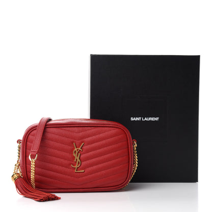 Saint Laurent Grain De Poudre Matelasse Monogram Mini Lou Camera Bag Eros Red 11 of 11