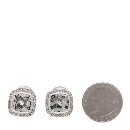 David Yurman Sterling Silver Diamond Prasiolite 11mm Albion Earrings 2 of 4