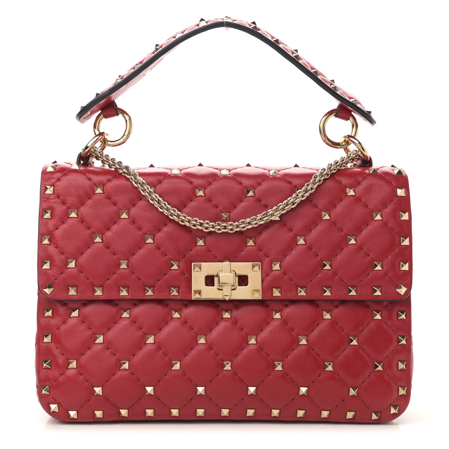 Nappa Medium Rockstud Spike Shoulder Bag Rosso Valentino