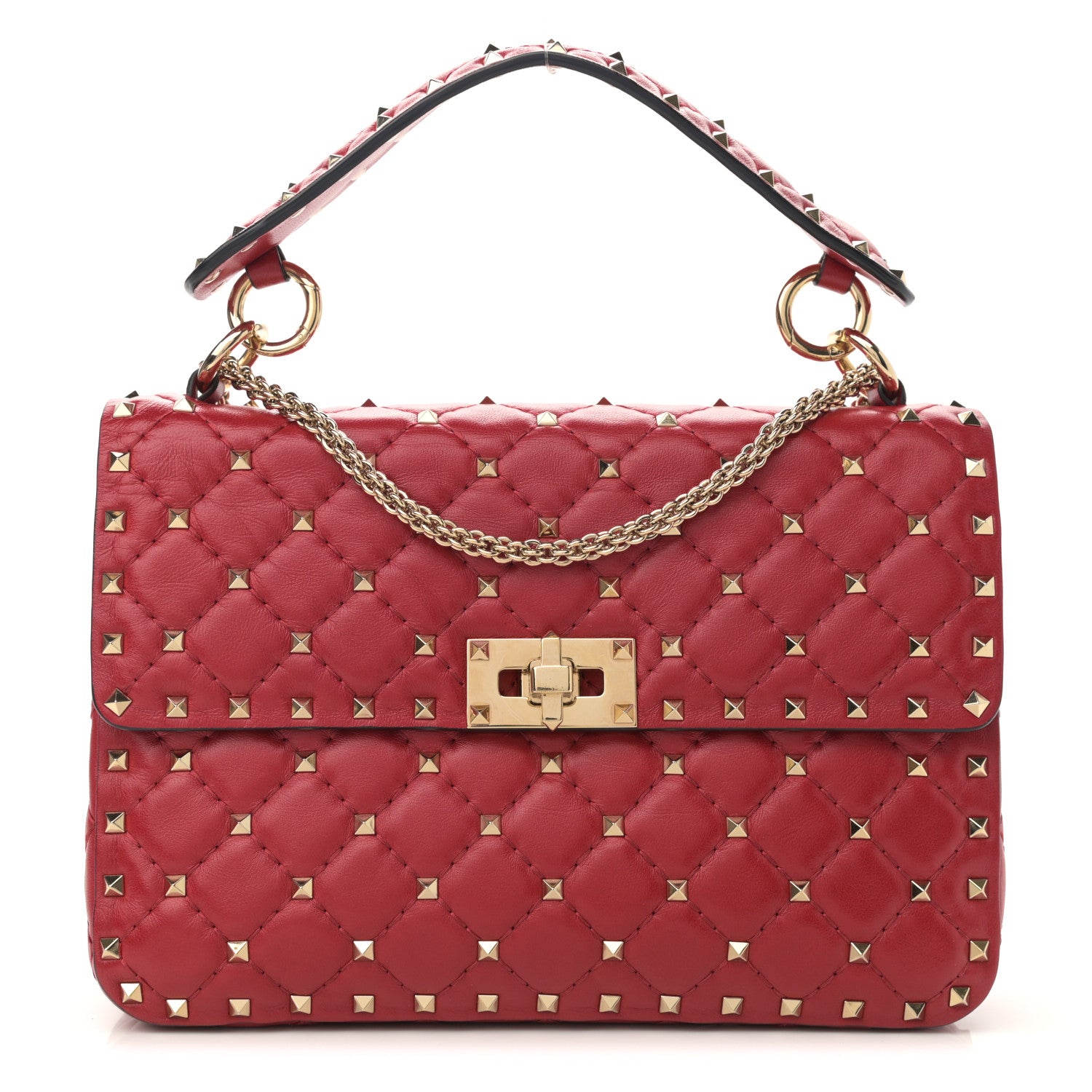 Valentino Garavani Nappa Medium Rockstud Spike Shoulder Bag Rosso Valentino 1 of 11