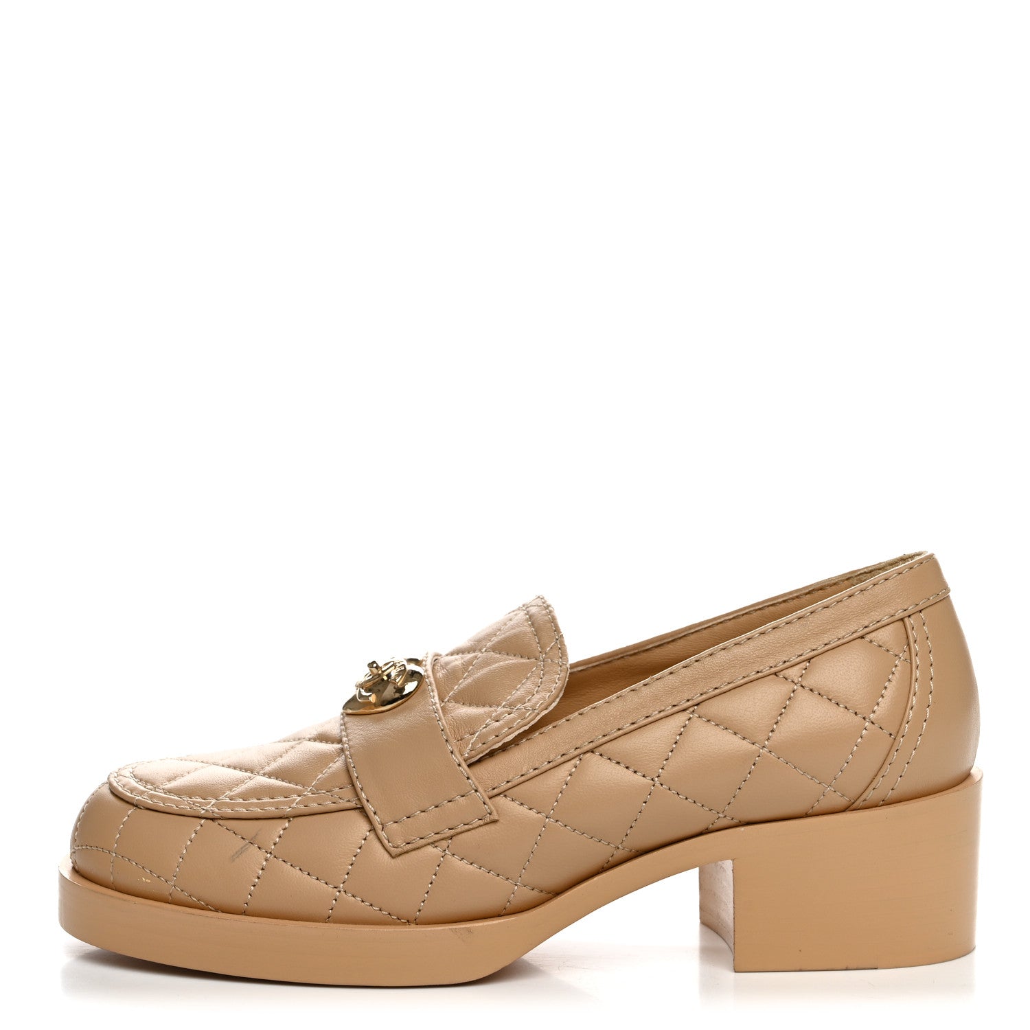 Chanel Lambskin Quilted CC Heart Loafers 37 Beige 37 Beige 1 of 11