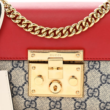 Gucci GG Supreme Monogram Moon Calfskin Small Padlock Shoulder Bag Beige Blue Hibiscus Red Mystic White 8 of 12