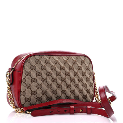 Gucci Monogram Azalea Calfskin Matelasse Diagonal Small GG Marmont Chain Shoulder Bag Beige Ebony New Cherry Red 3 of 10