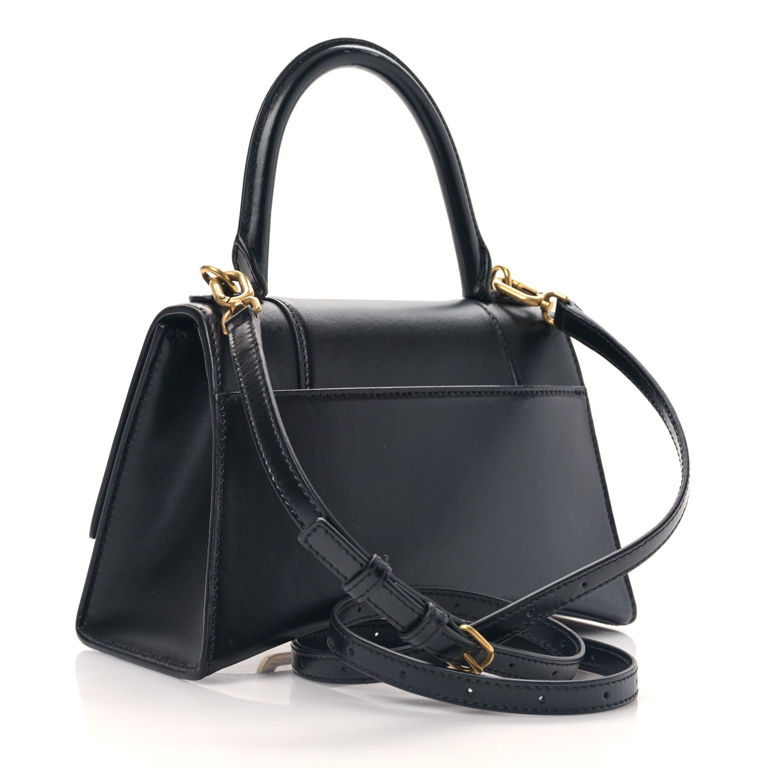 Balenciaga Shiny Box Calfskin Small Hourglass Top Handle Bag Black 3 of 9