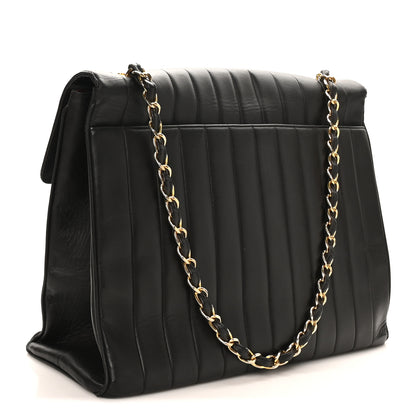 Chanel Lambskin Vertical Quilted XL Jumbo Single Flap Black 3 of 10