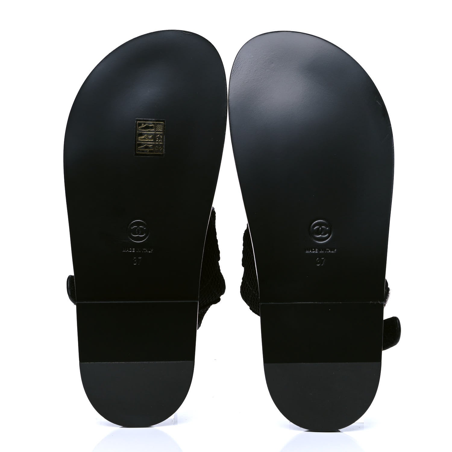 Chanel Mesh Velcro Dad Sandals 37 Black 4 of 4