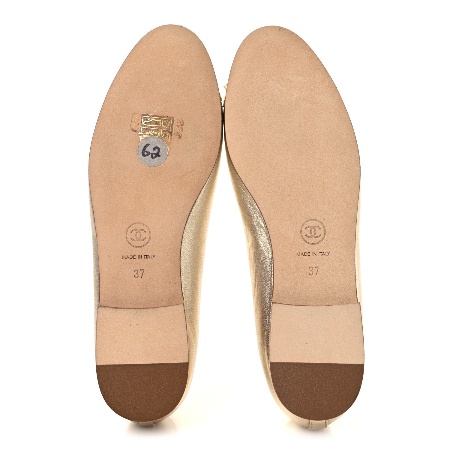 Chanel Metallic Goatskin CC Cap Toe Ballerina Flats 37 Gold 6 of 11