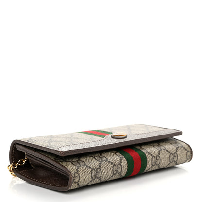 Gucci GG Supreme Monogram Web Ophidia Wallet On Chain Brown 4 of 11
