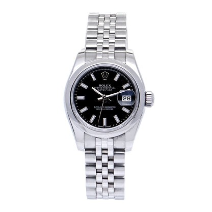 Rolex Stainless Steel 26mm Oyster Perpetual Datejust Watch Black 179160 1 of 6