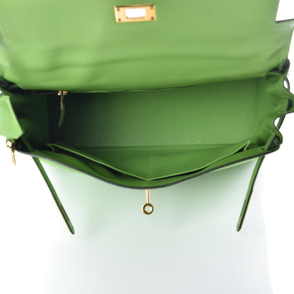 Hermes Veau Gulliver Kelly Retourne 32 Vert Cru 7 of 46