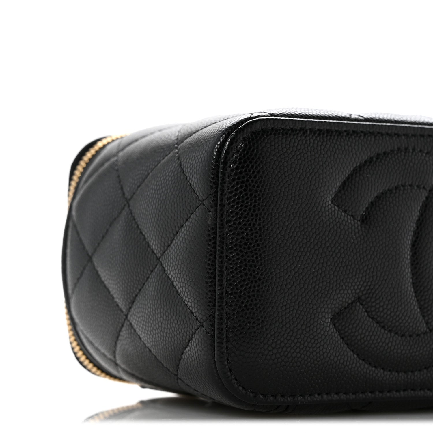 Chanel Caviar Quilted Crystal CC Logo Vanity Case With Chain Black 9 of 10