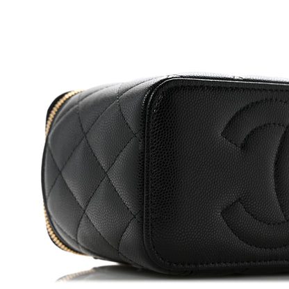 Chanel Caviar Quilted Crystal CC Logo Vanity Case With Chain Black 9 of 10