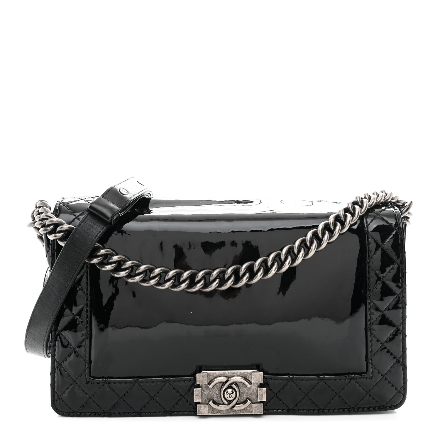 Chanel Patent Medium Boy Reverso Flap Black 1 of 11