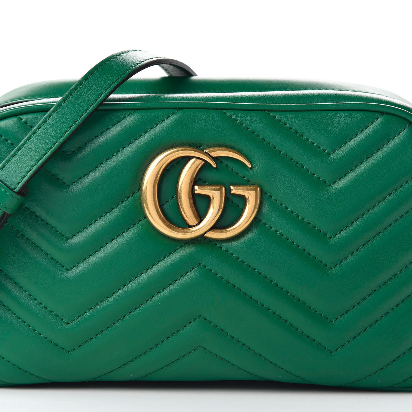 Calfskin Matelasse Small GG Marmont Chain Shoulder Bag Emerald Green