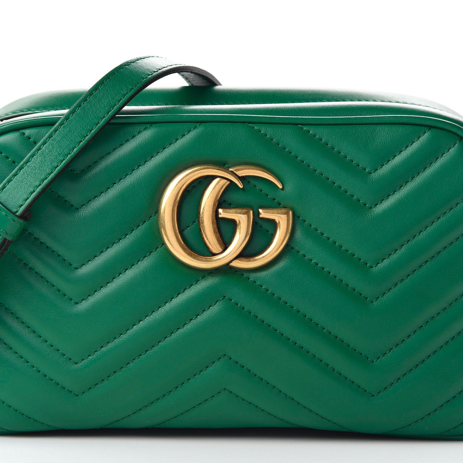 Gucci Calfskin Matelasse Small GG Marmont Chain Shoulder Bag Emerald Green 10 of 10