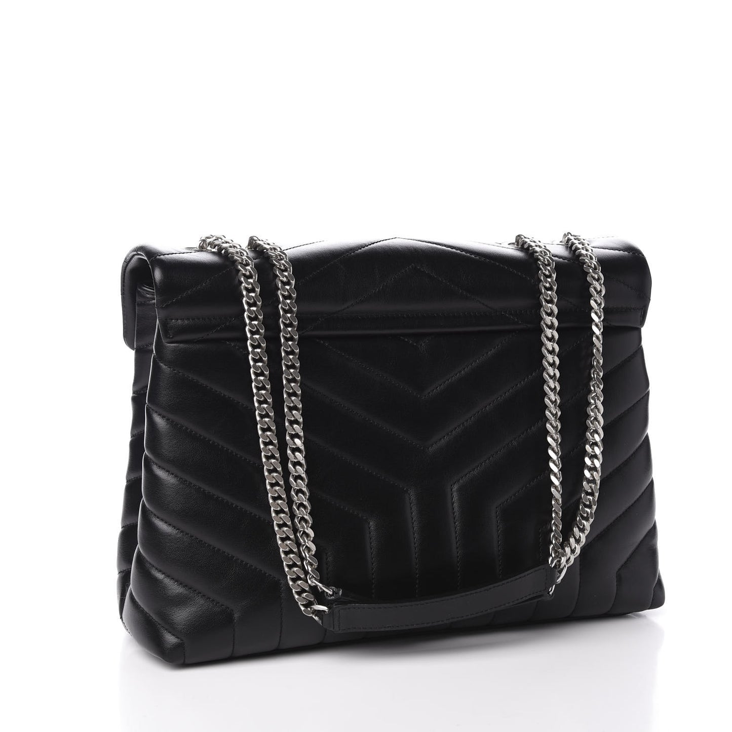 Calfskin Y Quilted Monogram Medium Loulou Chain Satchel Black