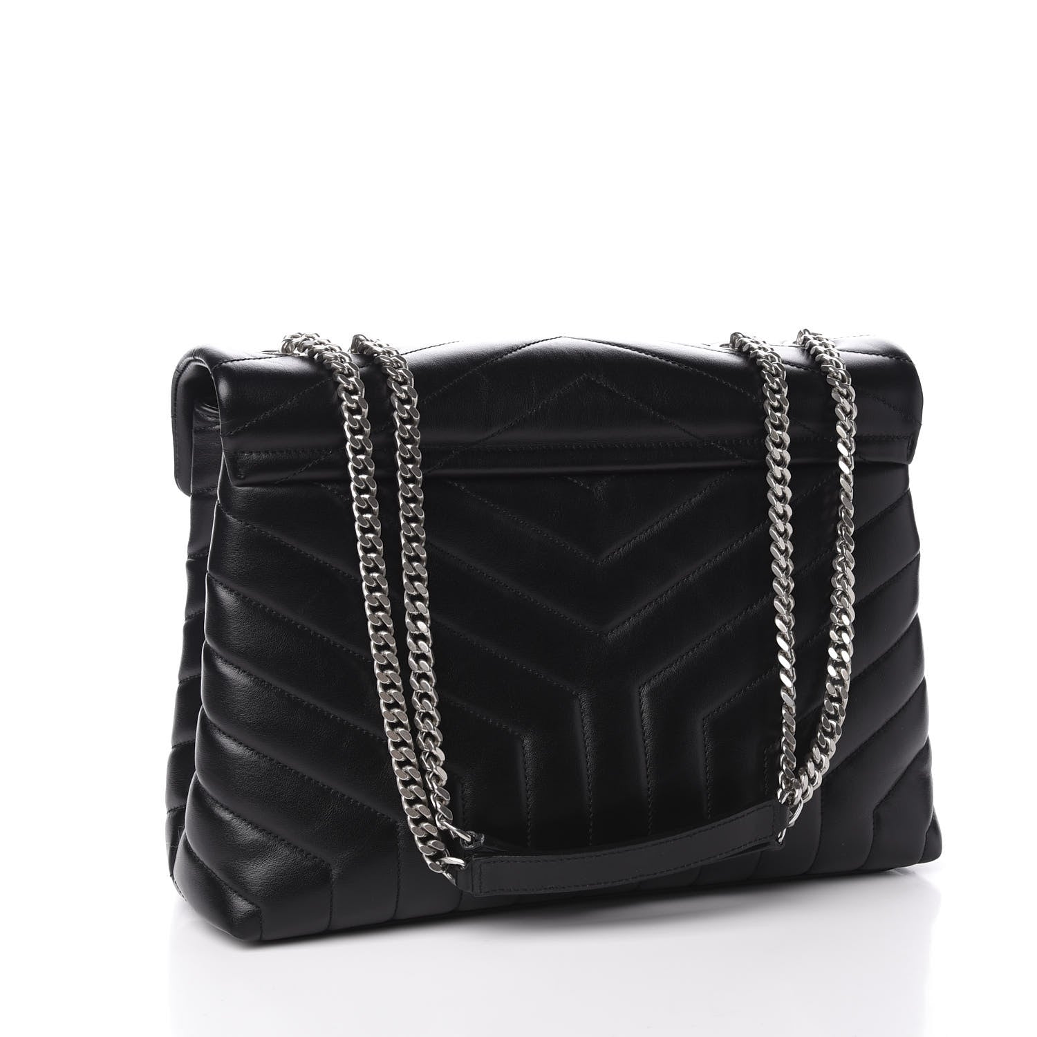 Saint Laurent Calfskin Y Quilted Monogram Medium Loulou Chain Satchel Black 2 of 12