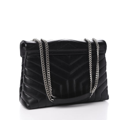 Saint Laurent Calfskin Y Quilted Monogram Medium Loulou Chain Satchel Black 2 of 12