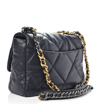 Chanel Lambskin Quilted Large Chanel 19 Flap Navy Blue 3 of 10