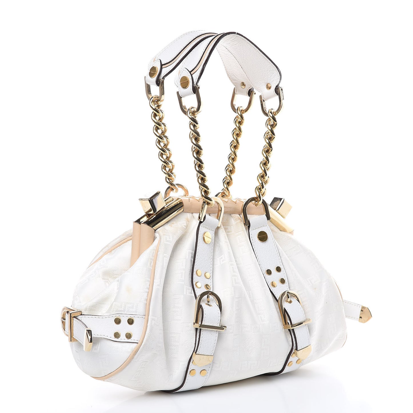 Satin Chain Satchel White