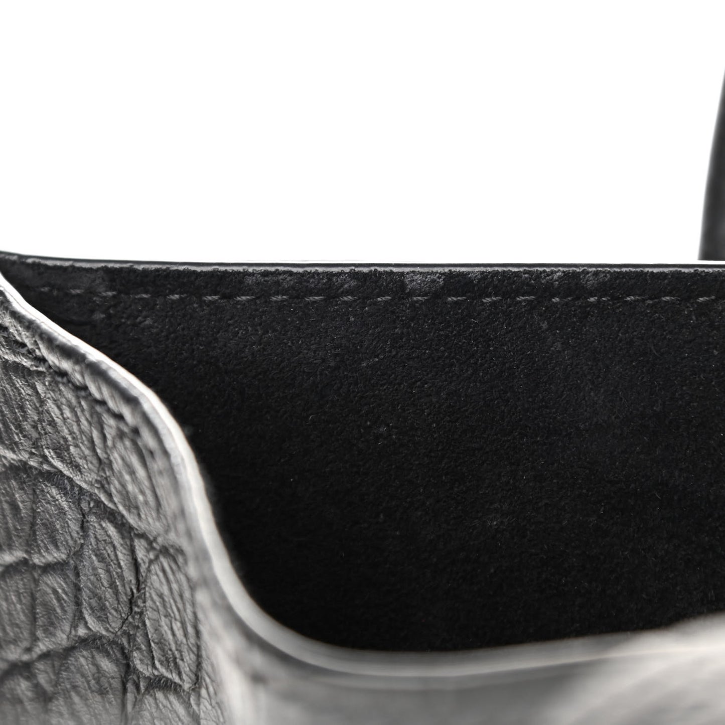 Calfskin Crocodile Embossed Medium Phantom Luggage Black