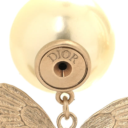Christian Dior Pearl Butterfly Tribal Earrings Gold 4 of 5
