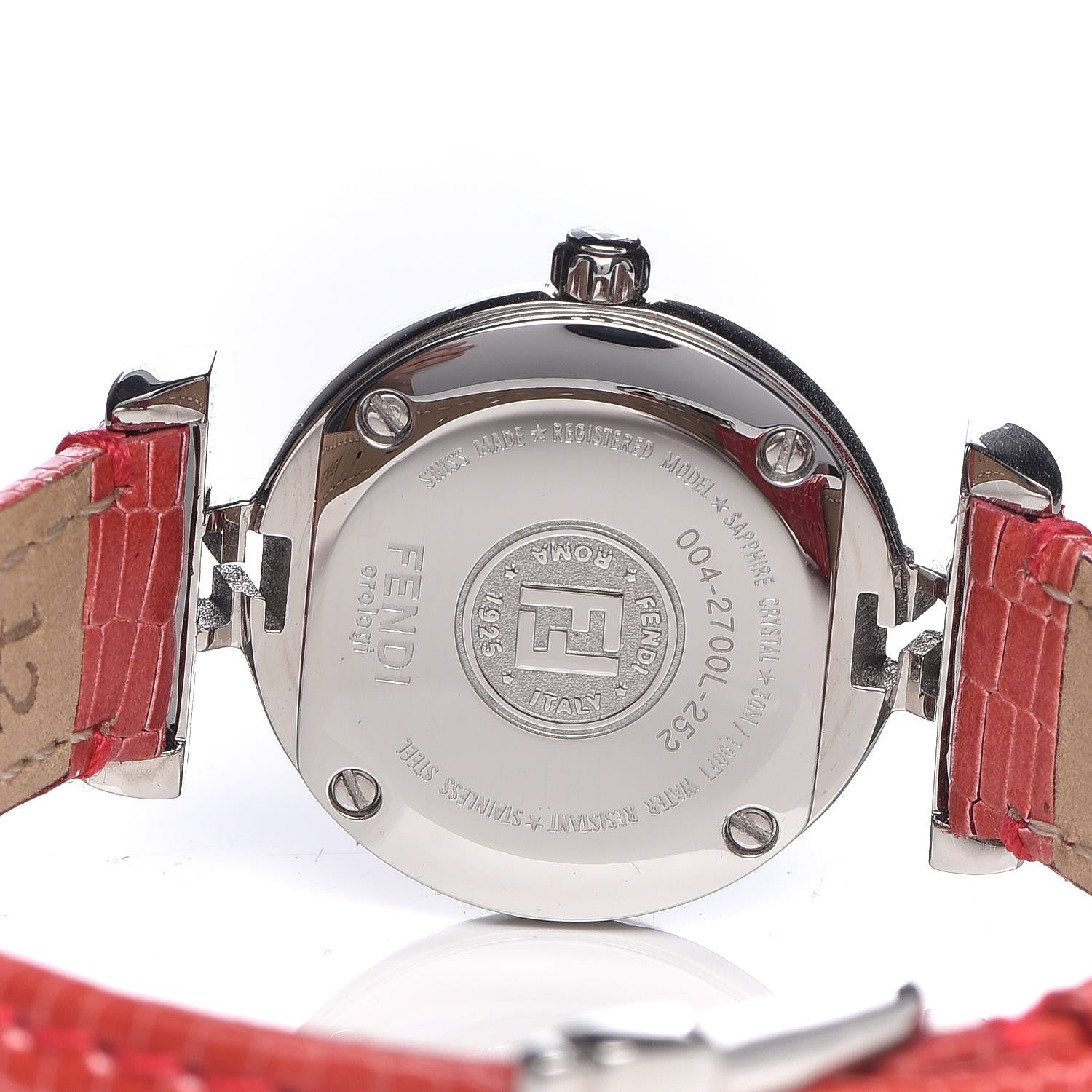 Fendi Stainless Steel Calfskin Diamond 23mm Moda Quartz Watch Red 5 of 8