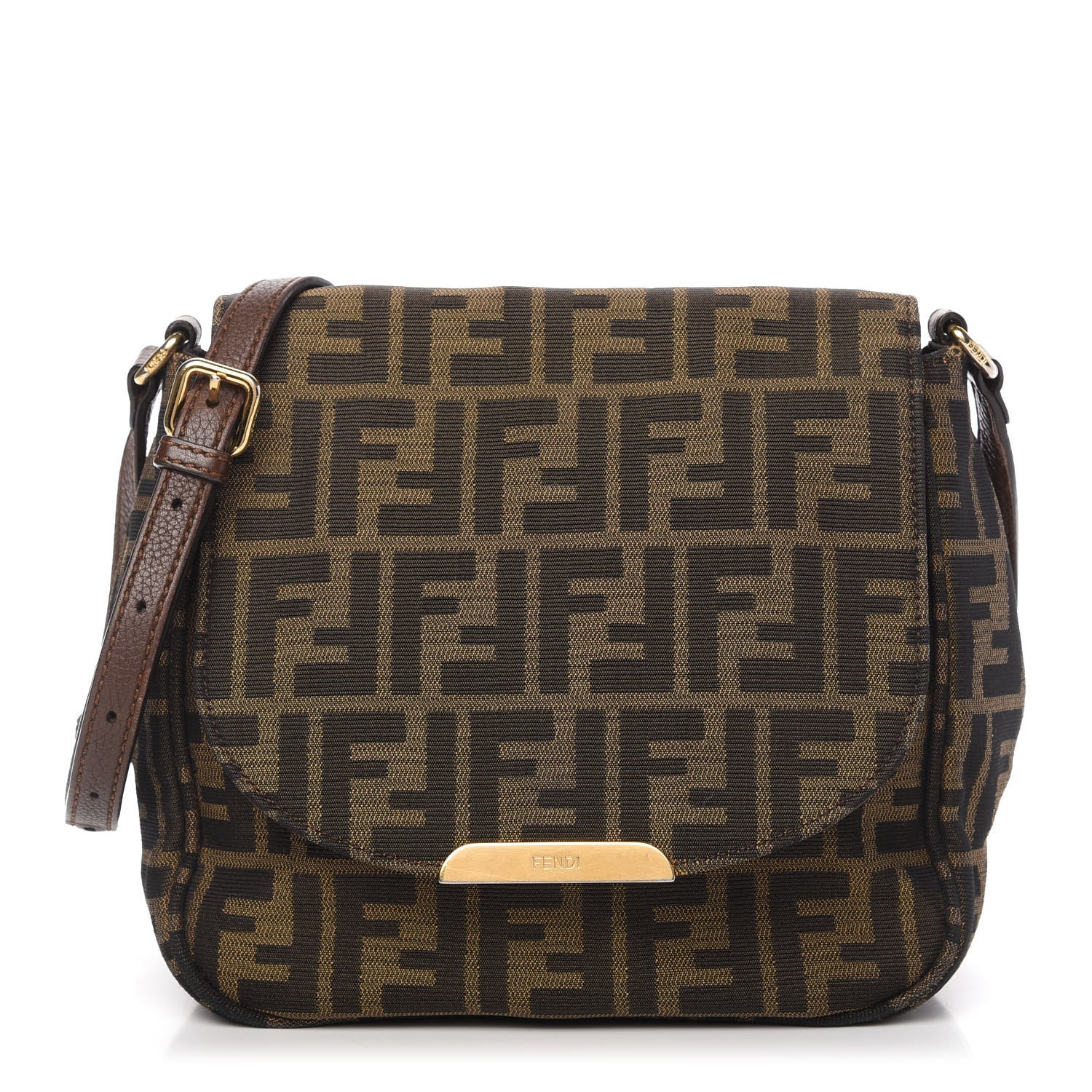 Fendi Zucca Vitello Artic Messenger Bag Tobacco Castagna 1 of 10