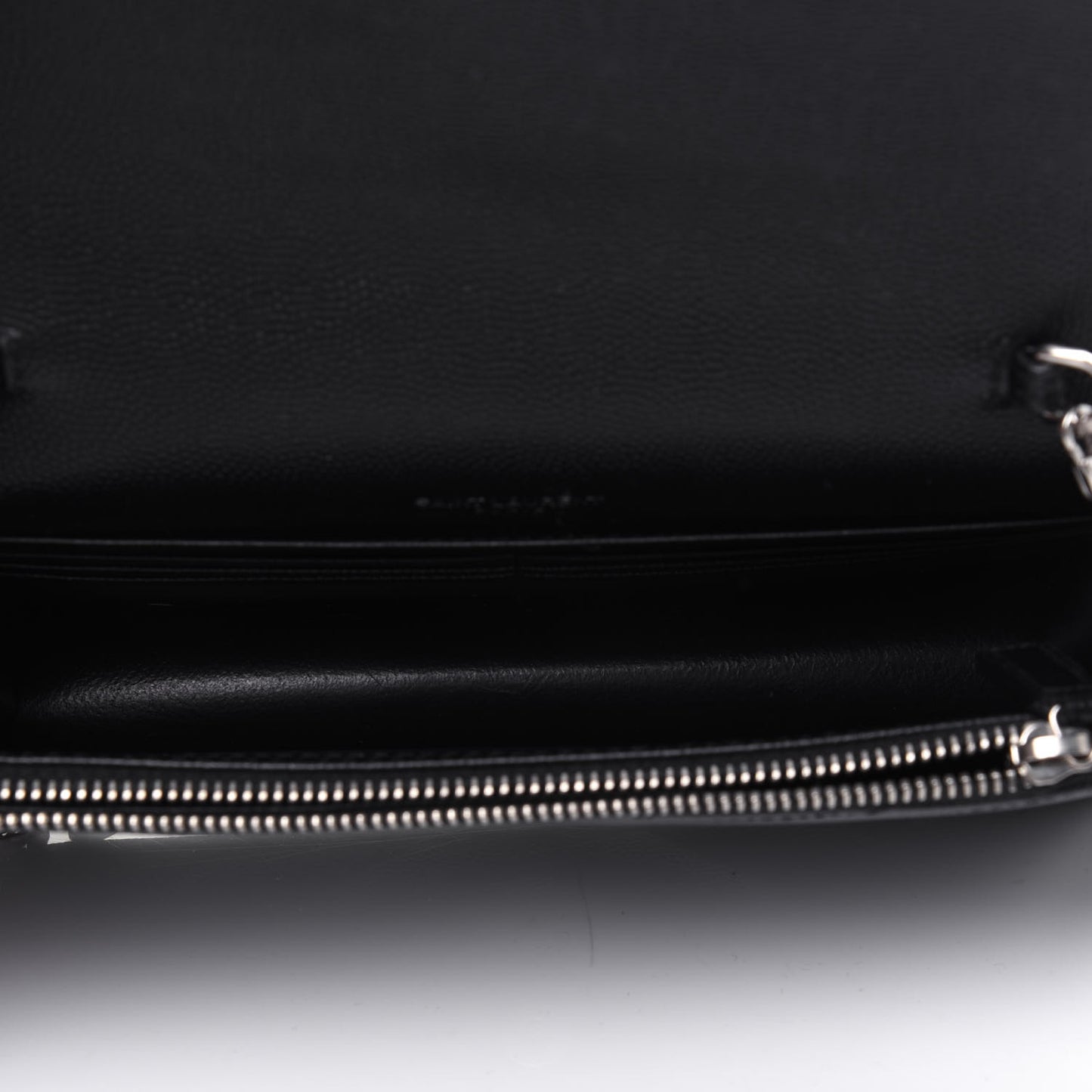 Grain De Poudre Matelasse Chevron Monogram Envelope Chain Wallet Black