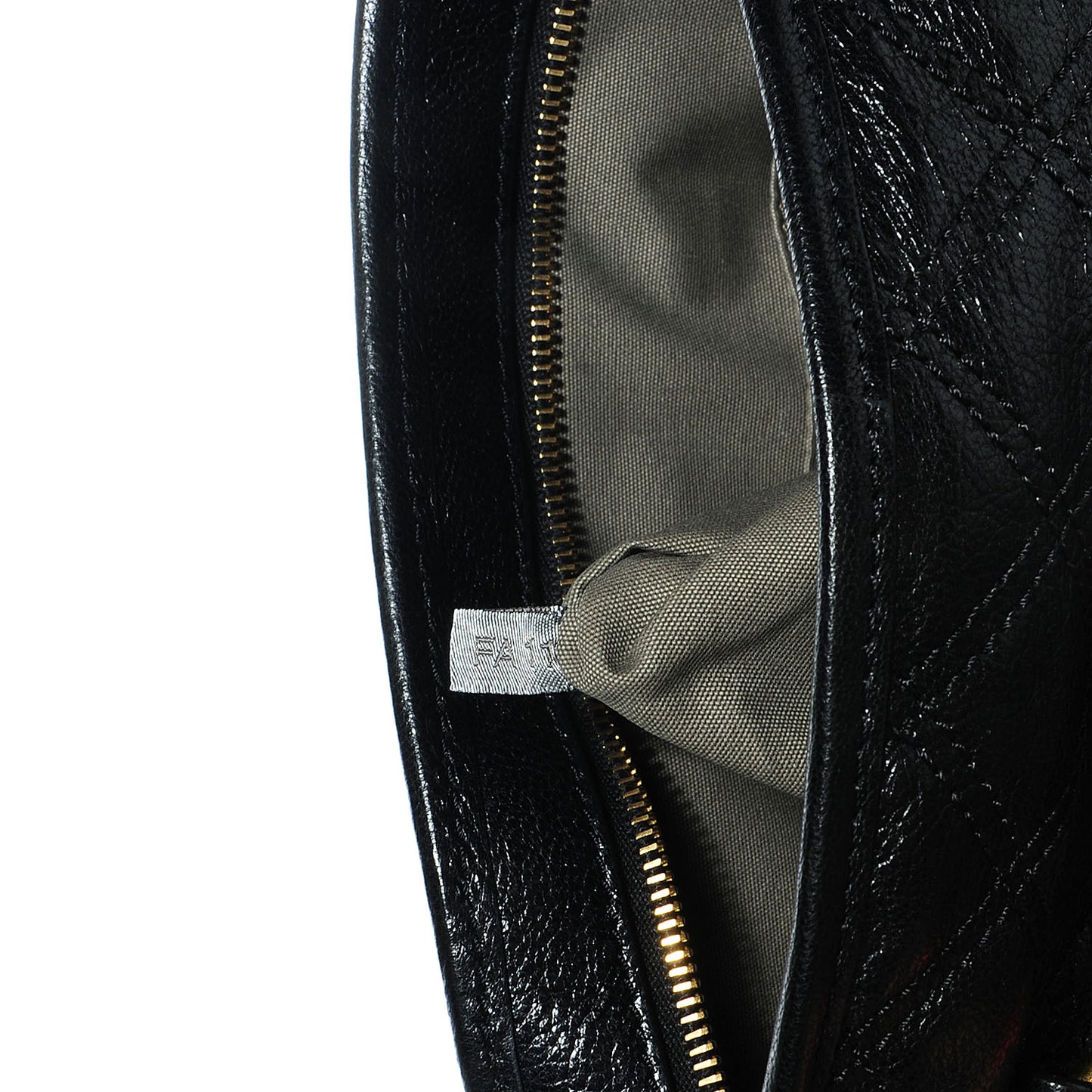 Lacquered Goatskin Quilting Class Satchel Black
