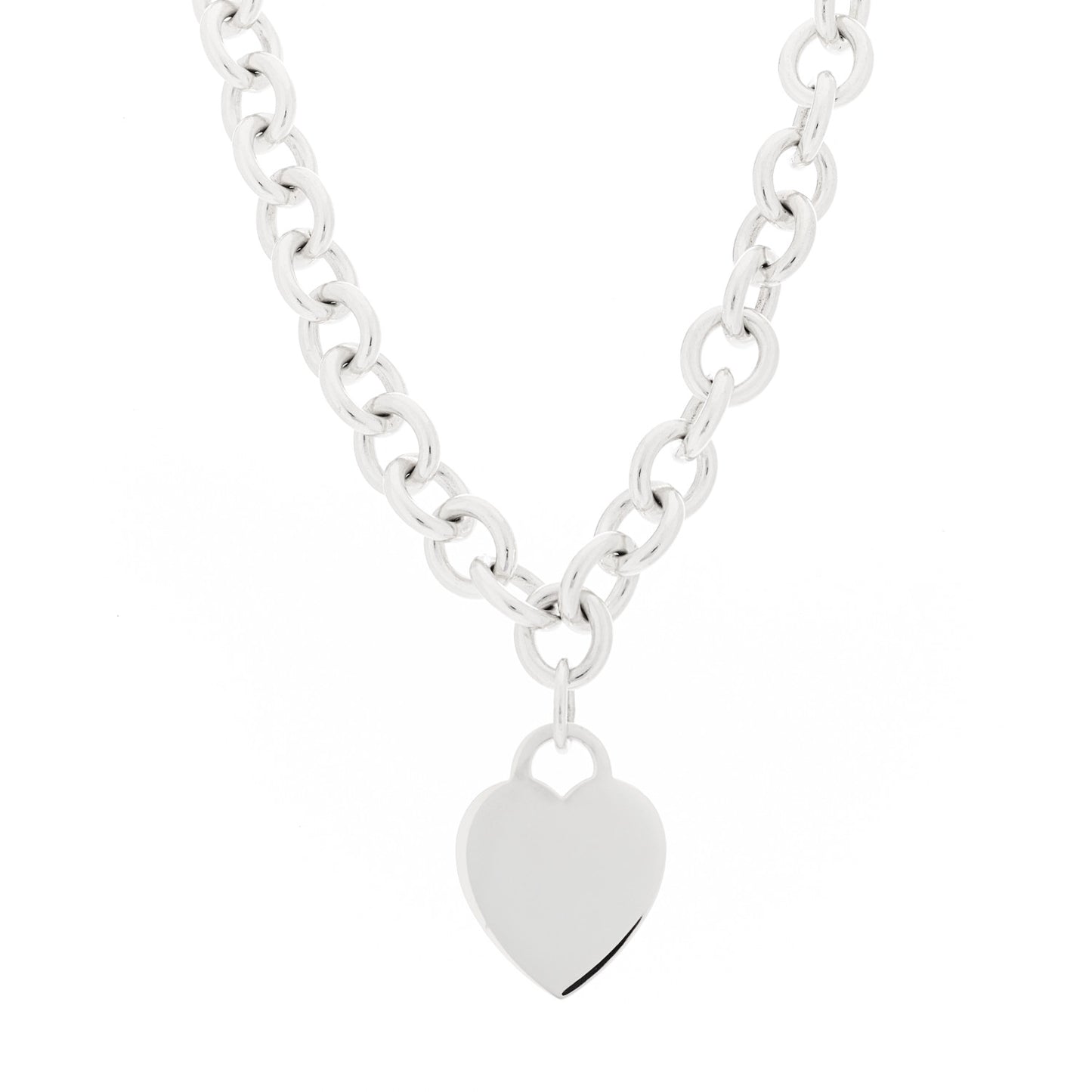 Sterling Silver Heart Tag Pendant Necklace