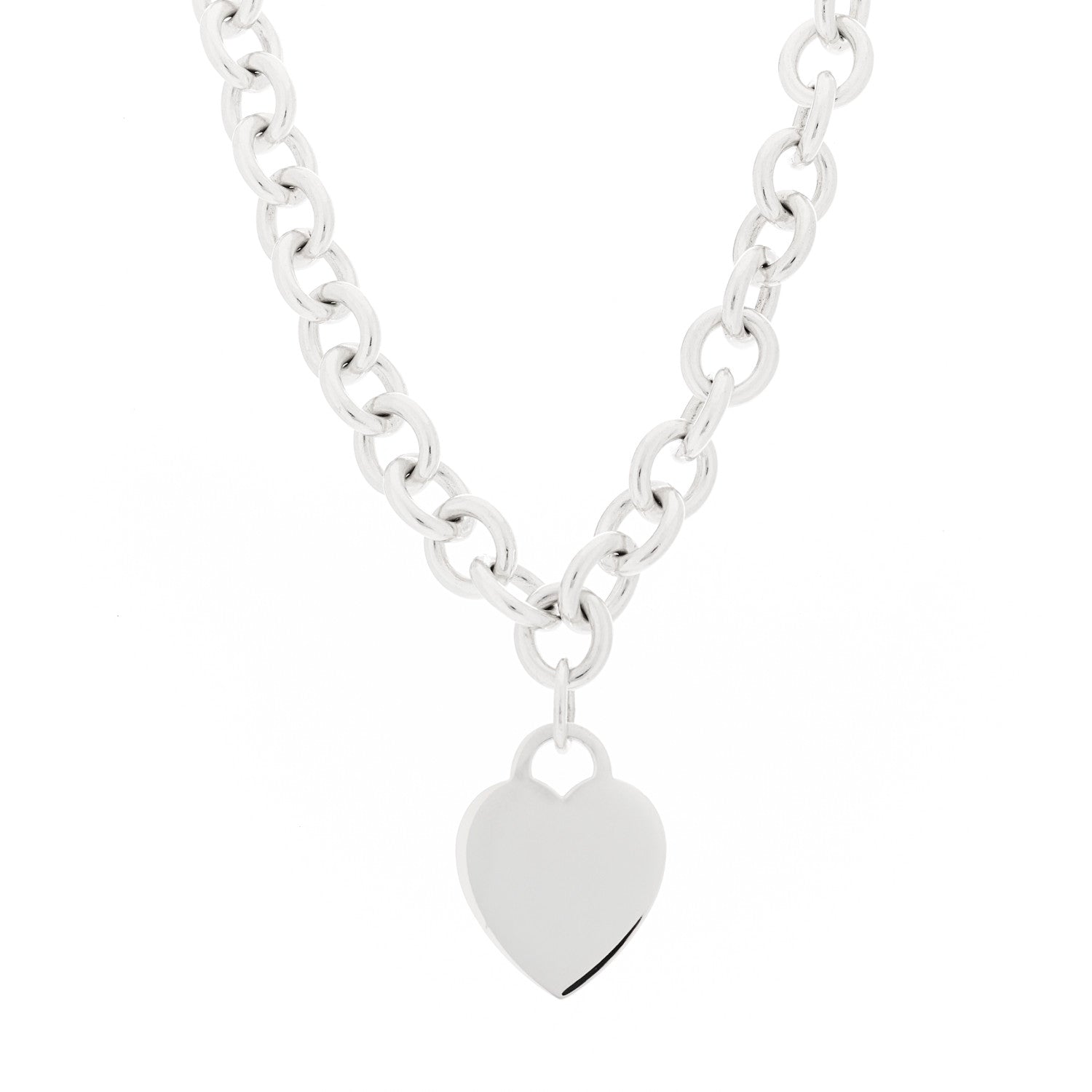 Tiffany Sterling Silver Heart Tag Pendant Necklace 1 of 6