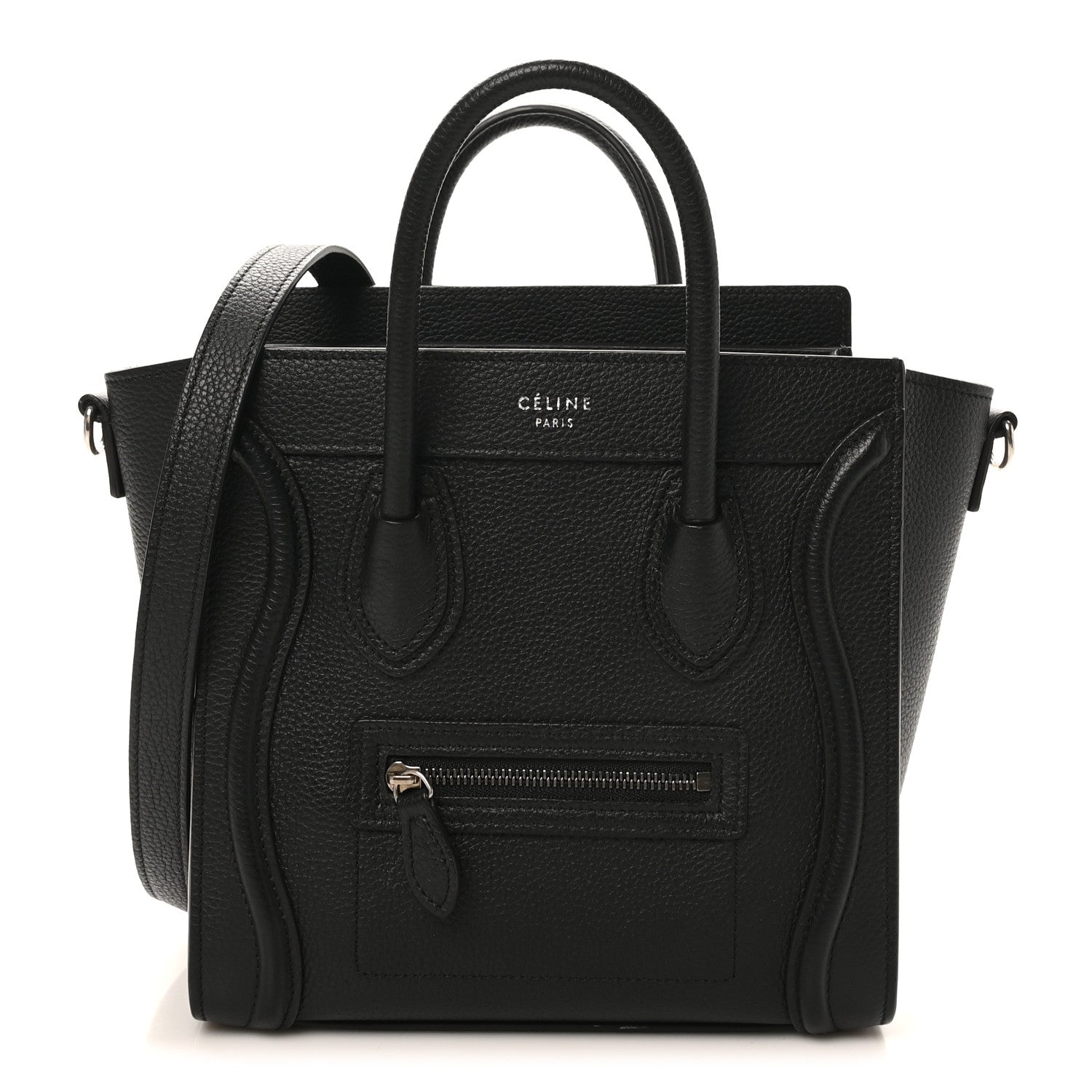 Celine Drummed Calfskin Nano Luggage Black 1 of 10