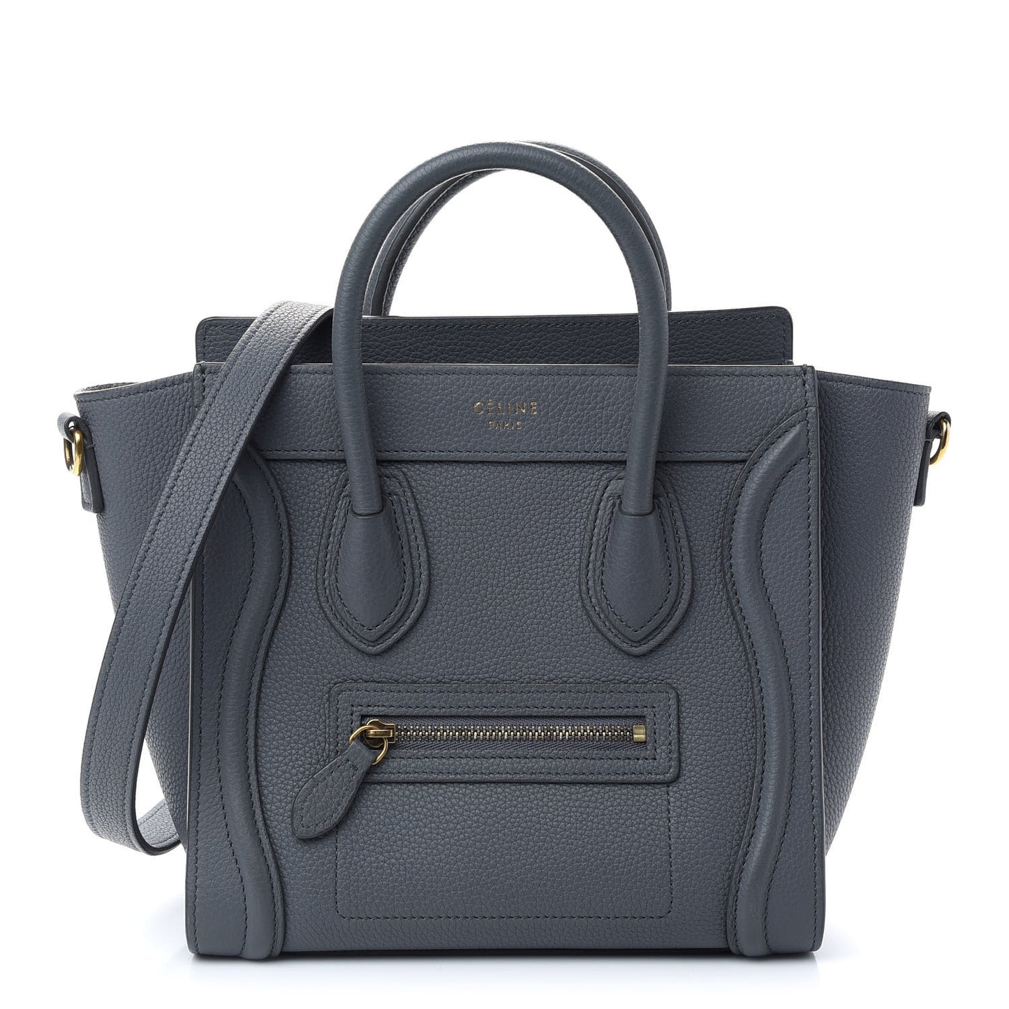 Drummed Calfskin Nano Luggage Kohl