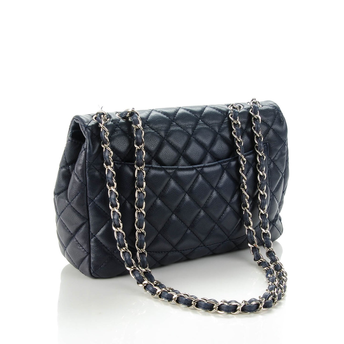 Washed Caviar Quilted Jumbo Single Flap Navy