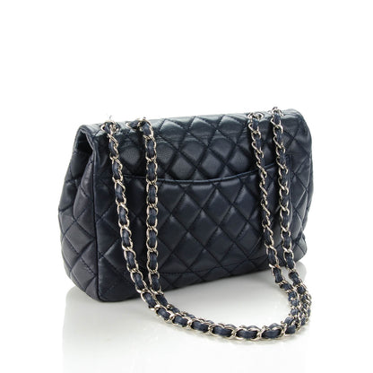 Chanel Washed Caviar Quilted Jumbo Single Flap Navy 3 of 6