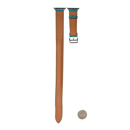 Hermes Epsom 38mm Apple Watch Double Tour Strap Bleu Paon 2 of 7