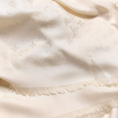 Louis Vuitton Wool Silk Monogram Shawl White 4 of 4