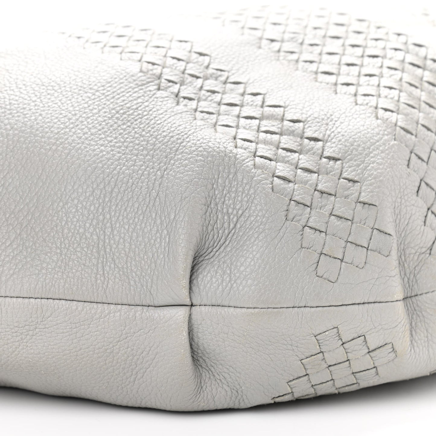 Cervo Deerskin Intrecciato Hobo Light Grey