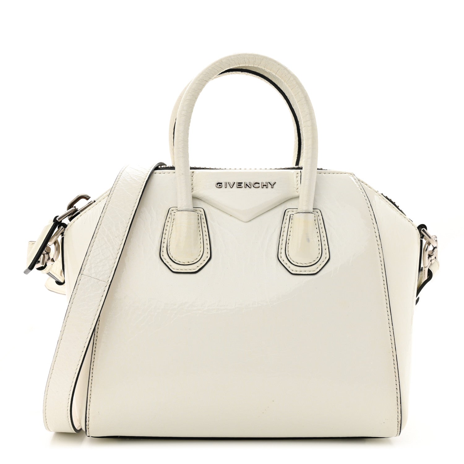 Givenchy Crinkled Patent Calfskin Mini Antigona White 1 of 20