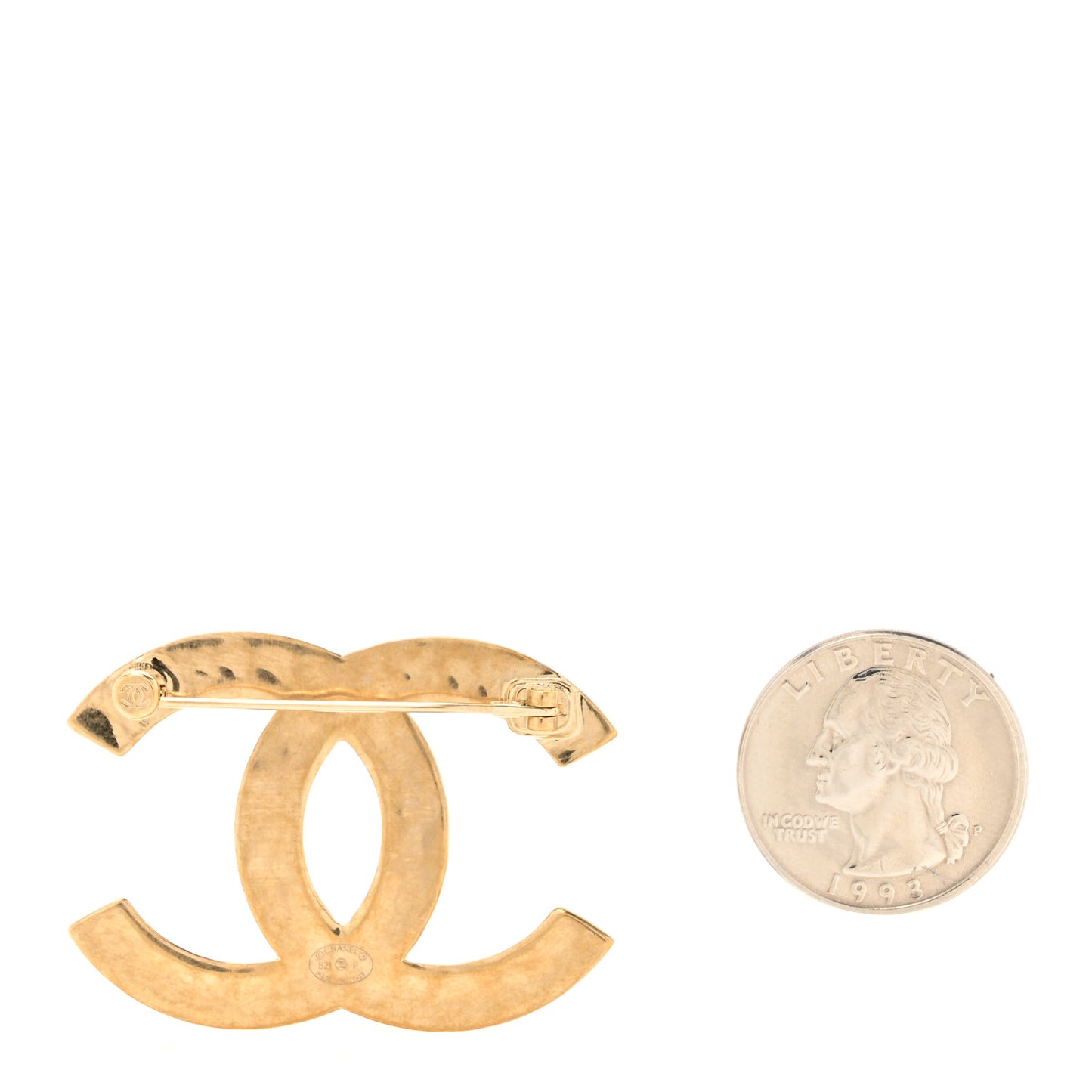 Metal CC Diamond Quilted Brooch Light Gold