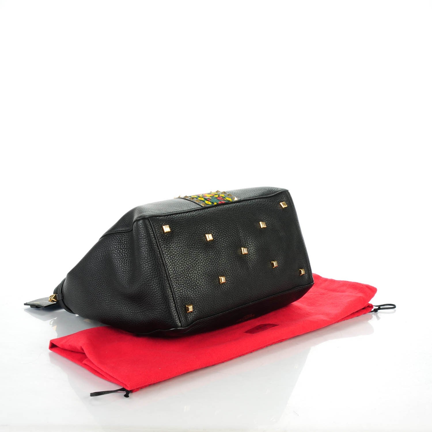Valentino Garavani Grained Calfskin Jamaica Beaded My Rockstud Tote Black 4 of 8