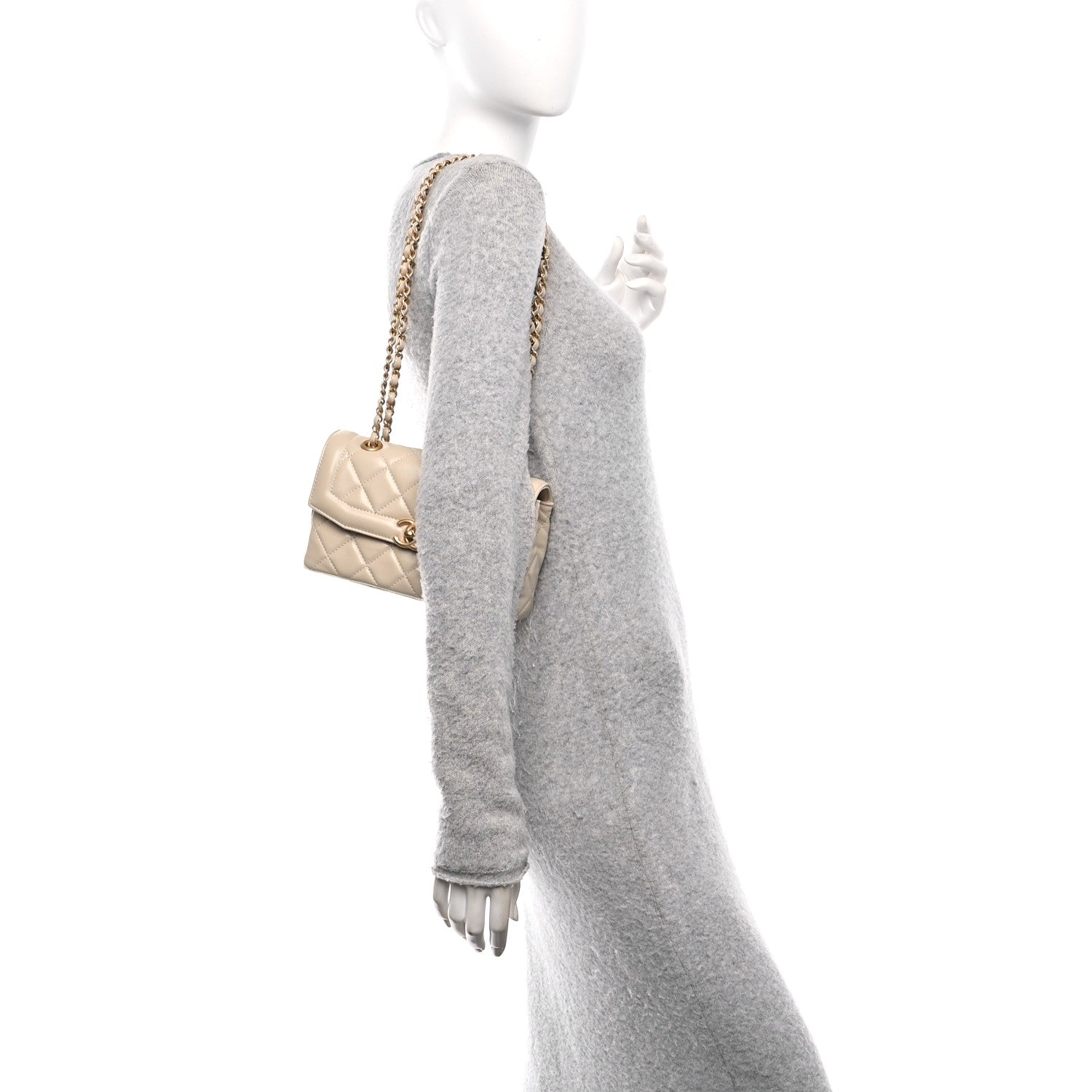 Chanel Shiny Lambskin Quilted Mini Flap Beige 2 of 10