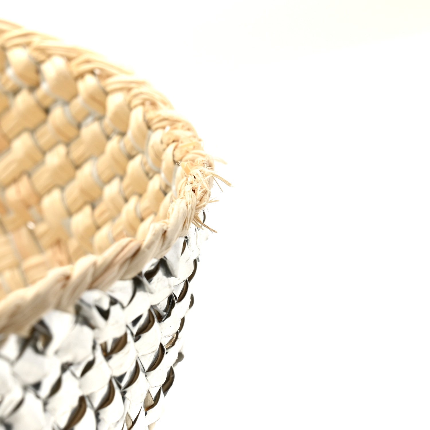 Loewe Calfskin Raffia Paulas Ibiza Sparkling Metallic Anagram Basket Tote Bag Natural Silver 10 of 10