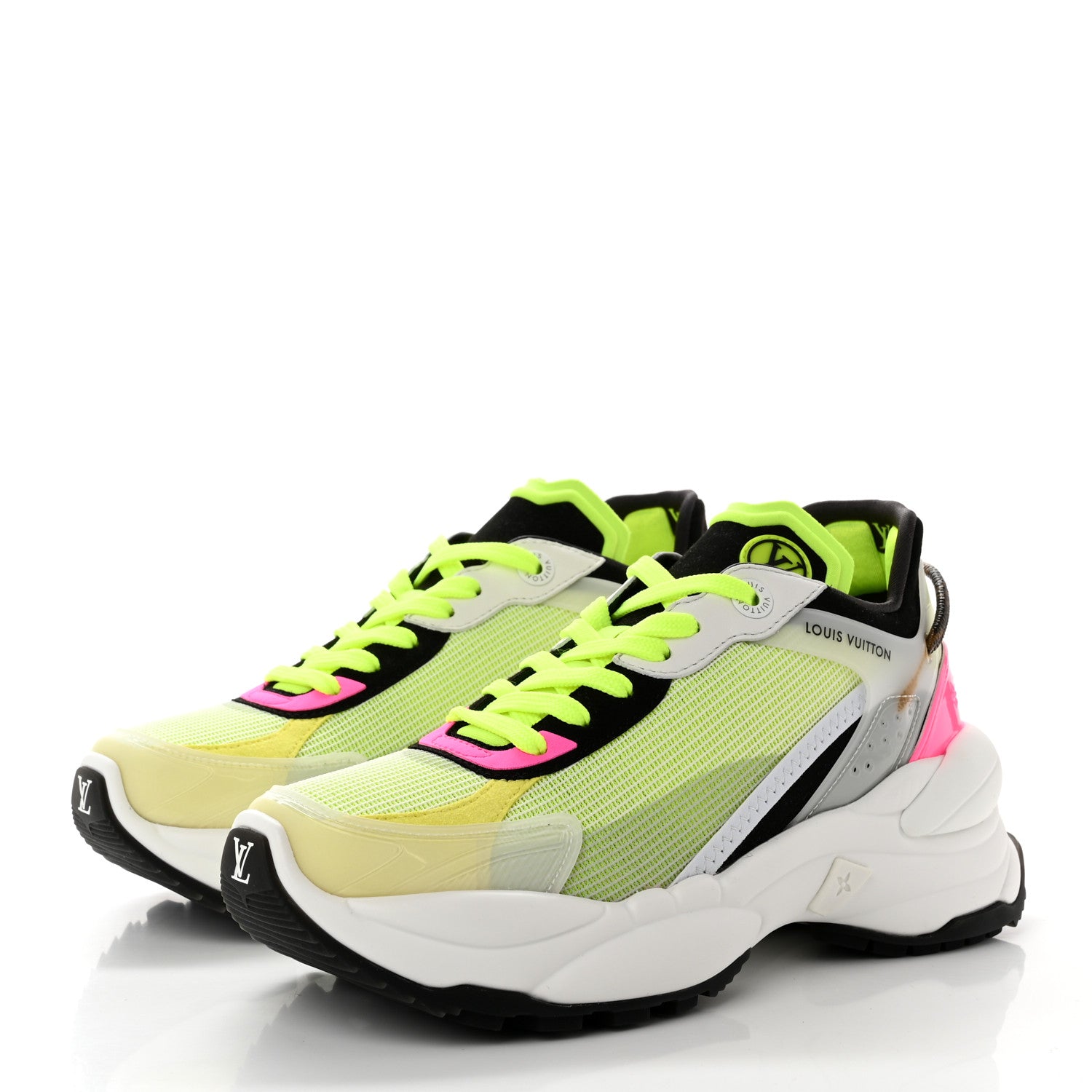Louis Vuitton Monogram Calfskin Run 55 Sneakers 36 Pink White Yellow 3 of 10