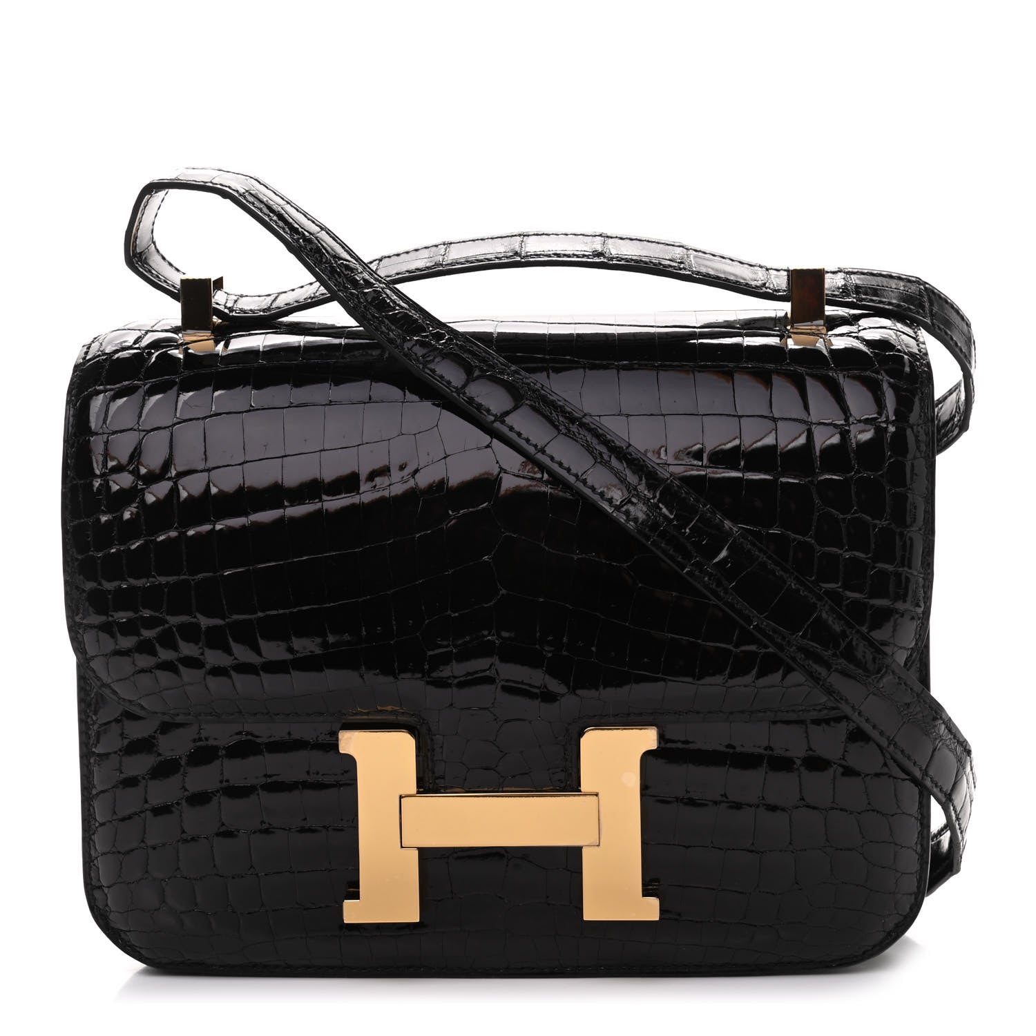 Hermes Shiny Niloticus Crocodile Constance 24 Black 1 of 20